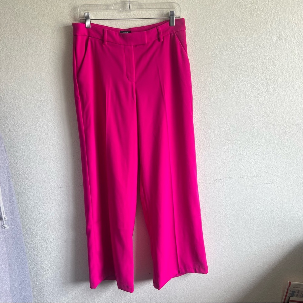 Express Editor Relaxed Mid Rise Trouser Pant Neon Berry Hot Pink Size 8 NWOT - Picture 7 of 14